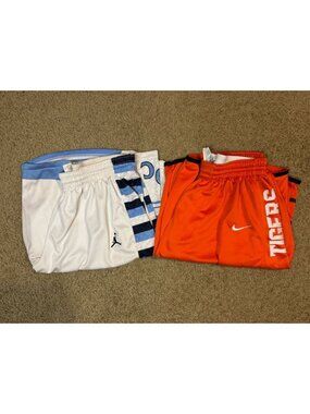 VTG NIKE Basketball Jersey Shorts Mens MEDIUM Tigers Orange White Blue Lot Of 2
